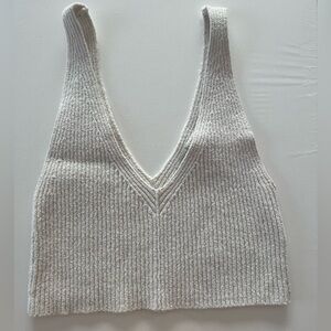 Urban Outfitters Ribbed Knit Top in Cream